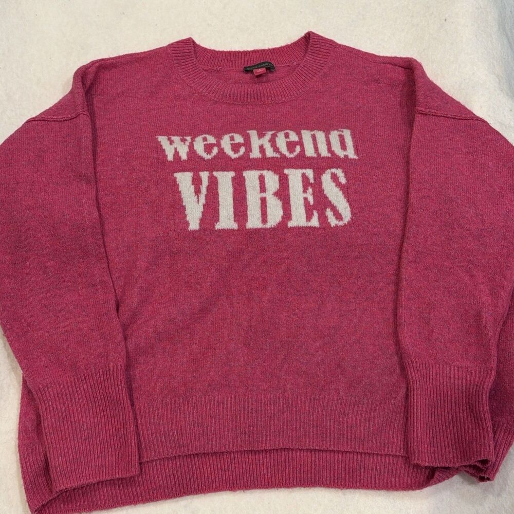 Vince Camuto Pink Pullover ‘Weekend Vibes’ Sweater women’s size S oversized